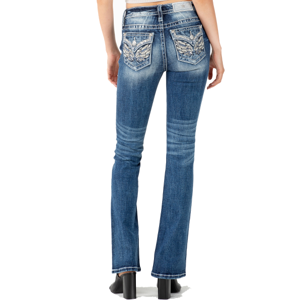 Mid-rise Angel Wing Boot cut Jean